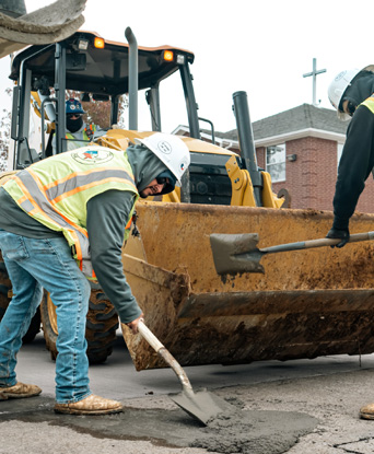 Utility construction site with TSU One crew