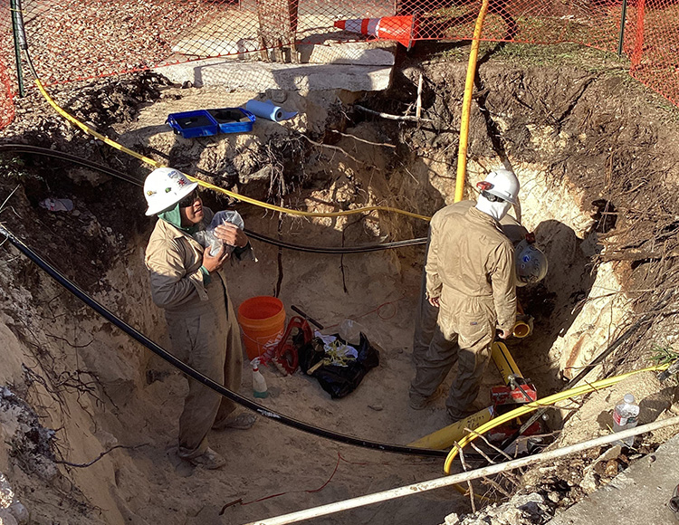 Underground primary cable and switchgear at Rocky Creek Ranch