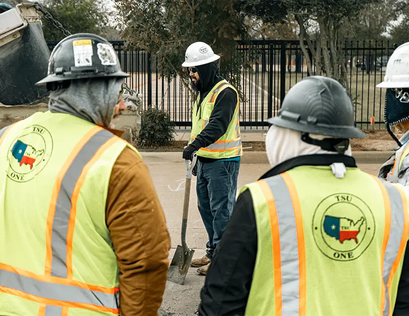 Project manager reviewing plans on site